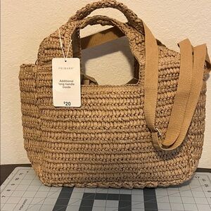 Primark Beige Straw Woven Tote Bag NWT